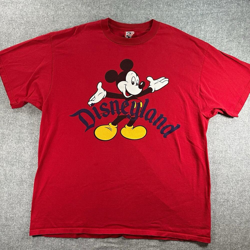 Vintage Disney Designs Mickey Mouse Red Graphic T-Shirt Made in USA Adult XXL